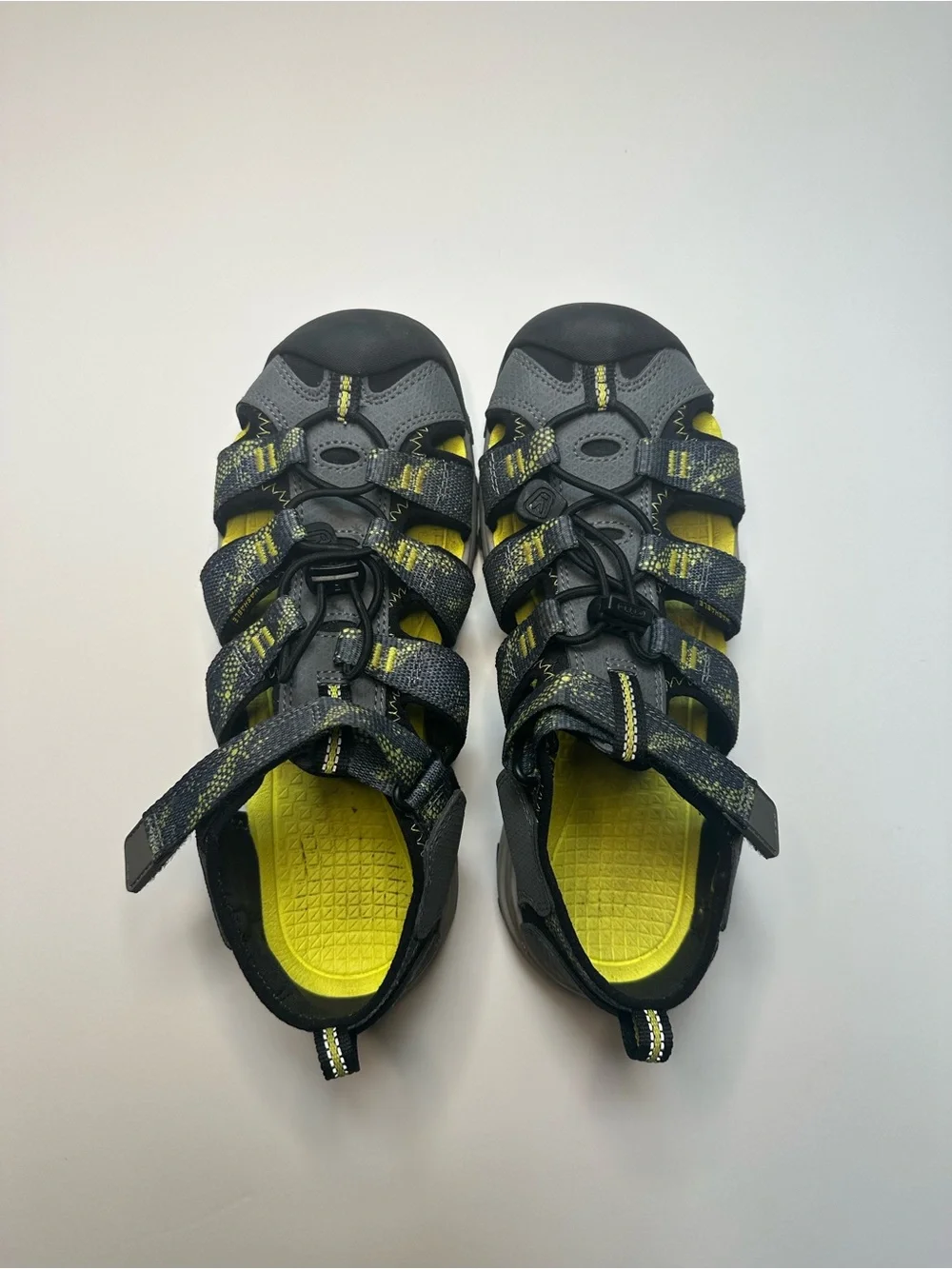 Kids KEEN Closed-Toe Sandals in Black & Yellow